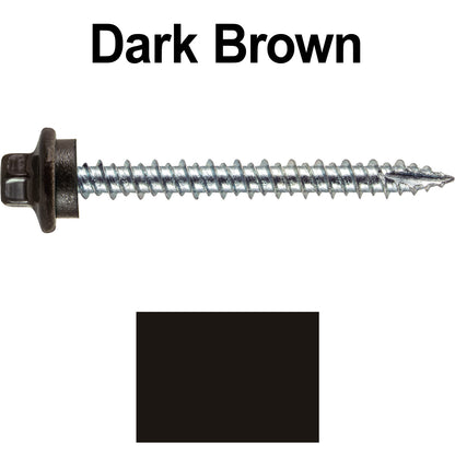 10 x 2” - STAINLESS HEX / ZINC Sheet Metal Roof Screw. Self starting metal to wood siding screws. EPDM washer. Colored head.