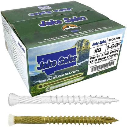 #9 Bronze Star WHITE TRIM HEAD Wood Screw Torx/Star Drive Head- Multipurpose Exterior Coated Torx/Star Drive Wood Screws
