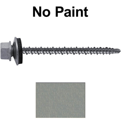 #10 x 3" Mini Driller Sheet Metal Roofing Screw - Hex Washer Head -  Self starting metal to wood siding screws. EPDM washer. Colored head.