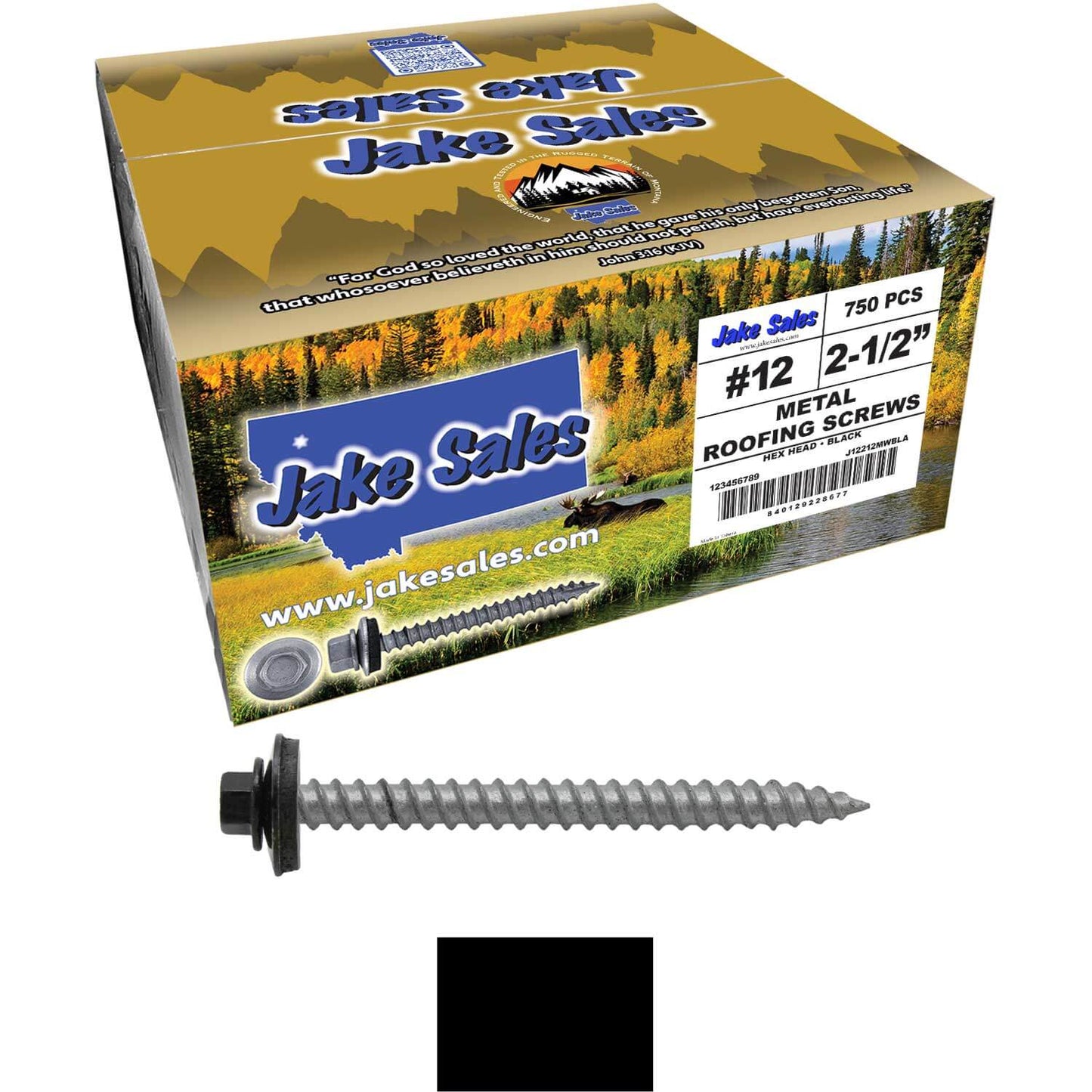 #12 x 2-1/2" RE-GRIP METAL ROOFING SCREWS - Hex Washer Head - Self starting/self tapping - EPDM washer. Colored head.