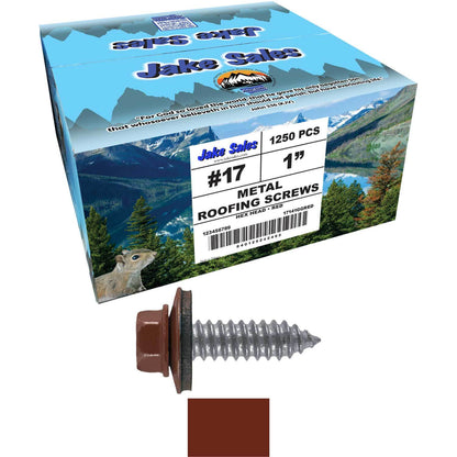 17 x 1"  Metal Roofing Screws - Metal Panel to Metal Purlins and Recovery Screws - Hex Washer Head - EPDM washer.