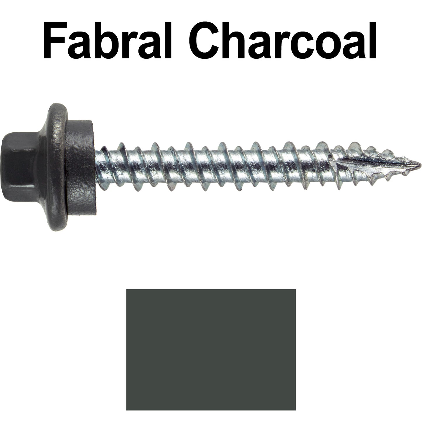 10 x 1-1/2" - STAINLESS HEX / ZINC Sheet Metal Roof Screw. Self starting metal to wood siding screws. EPDM washer. Colored head.