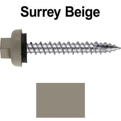 10 X 1-1/2" HI-LO Zinc Aluminum Cap Metal Roofing Screws - Hex Washer Head - Self starting/self tapping - EPDM washer. Colored head.