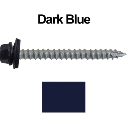 #14  x 2-1/2" Metal ROOFING SCREWS - Hex Washer Head - Self starting/self tapping - EPDM washer. Colored head.
