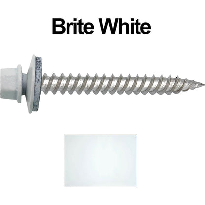 12 x 2"  Stainless Steel Metal Roofing Screw - Hex ReGrip Washer Head - Self starting/self tapping - EPDM washer. Colored head.