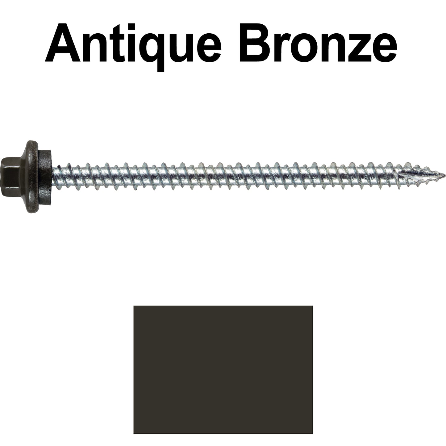 10 x 3” - STAINLESS HEX / ZINC Sheet Metal Roof Screw. Self starting metal to wood siding screws. EPDM washer. Colored head.