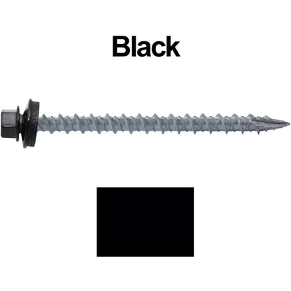 #10 x 2-1/2" Metal ROOFING SCREWS - Hex Washer Head - Self starting/self tapping - EPDM washer. Colored head.