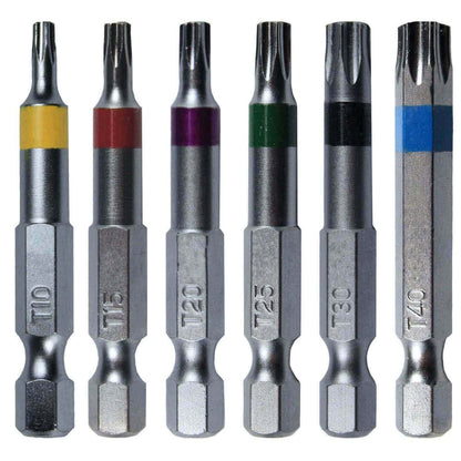 Torx/Star Driver Bit Sets. Quick Change Shanks in One and Two Inch Lengths