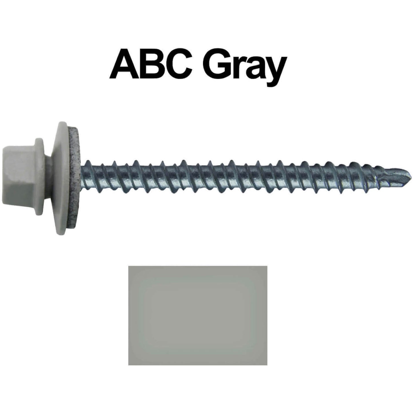 #10 x 2-1/2" Mini Driller Sheet Metal Roofing Screw - Hex Washer Head -  Self starting metal to wood siding screws. EPDM washer. Colored head.
