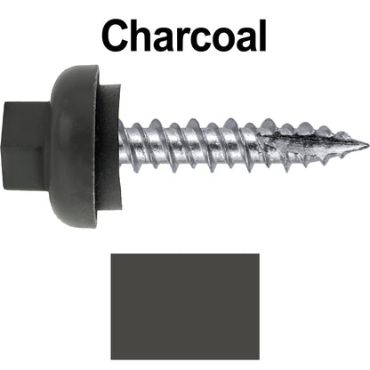 #10 X 1" HI-LO Zinc Aluminum Cap Metal Roofing Screws - Hex Washer Head - Self starting/self tapping - EPDM washer. Colored head.
