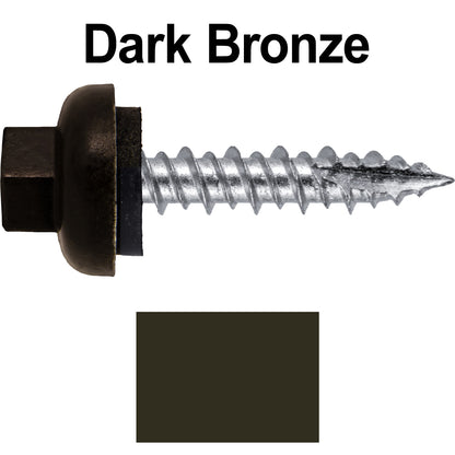 #10 X 1" HI-LO Zinc Aluminum Cap Metal Roofing Screws - Hex Washer Head - Self starting/self tapping - EPDM washer. Colored head.