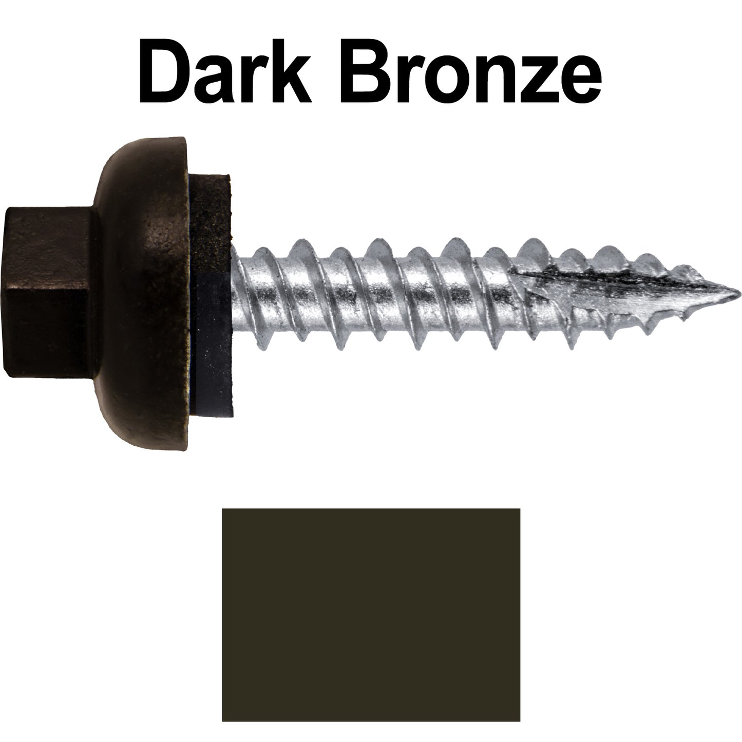 #10 X 1" HI-LO Zinc Aluminum Cap Metal Roofing Screws - Hex Washer Head - Self starting/self tapping - EPDM washer. Colored head.