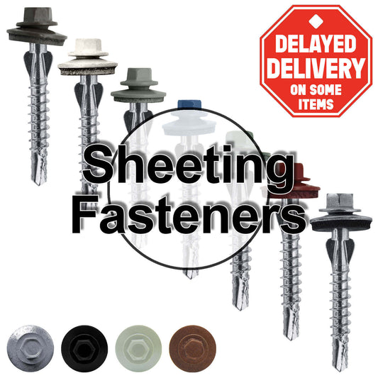 12 X 1-1/2" PFP STAINLESS STEEL Fastener - 1/4" Washer Hex Head - #3 Drill Point Tip -  For Polycarbonite, Fiberglass and PVC sheeting. Colored head.