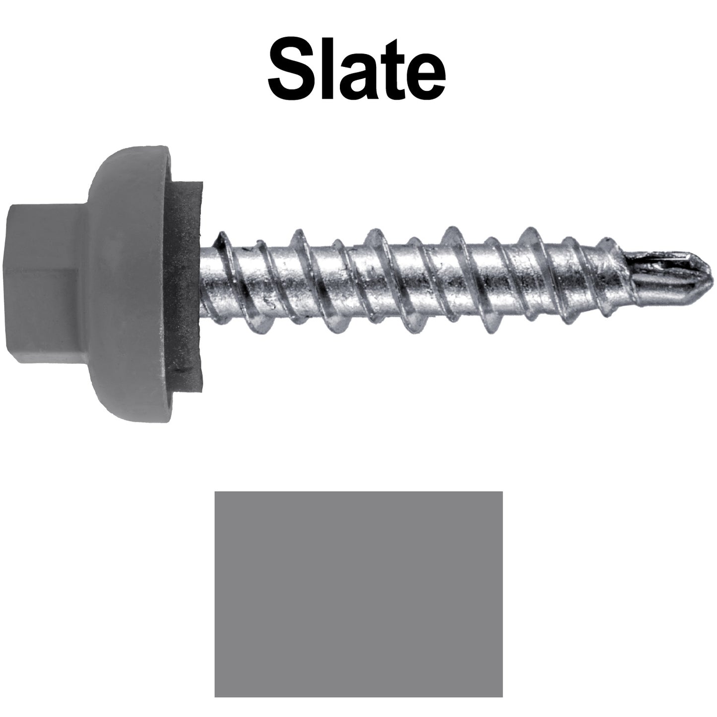 10 X 1" Zinc Aluminum Cap MINI-DRILLER Roofing Screws HI-LO THREAD Zinc Plated Carbon Steel Shank - EPDM Washer - Colored head