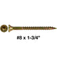 #8 Yellow Zinc Coated General Purpose Wood Screws. Torx/Star Drive Head - Multipurpose Torx/Star Drive Wood Screws