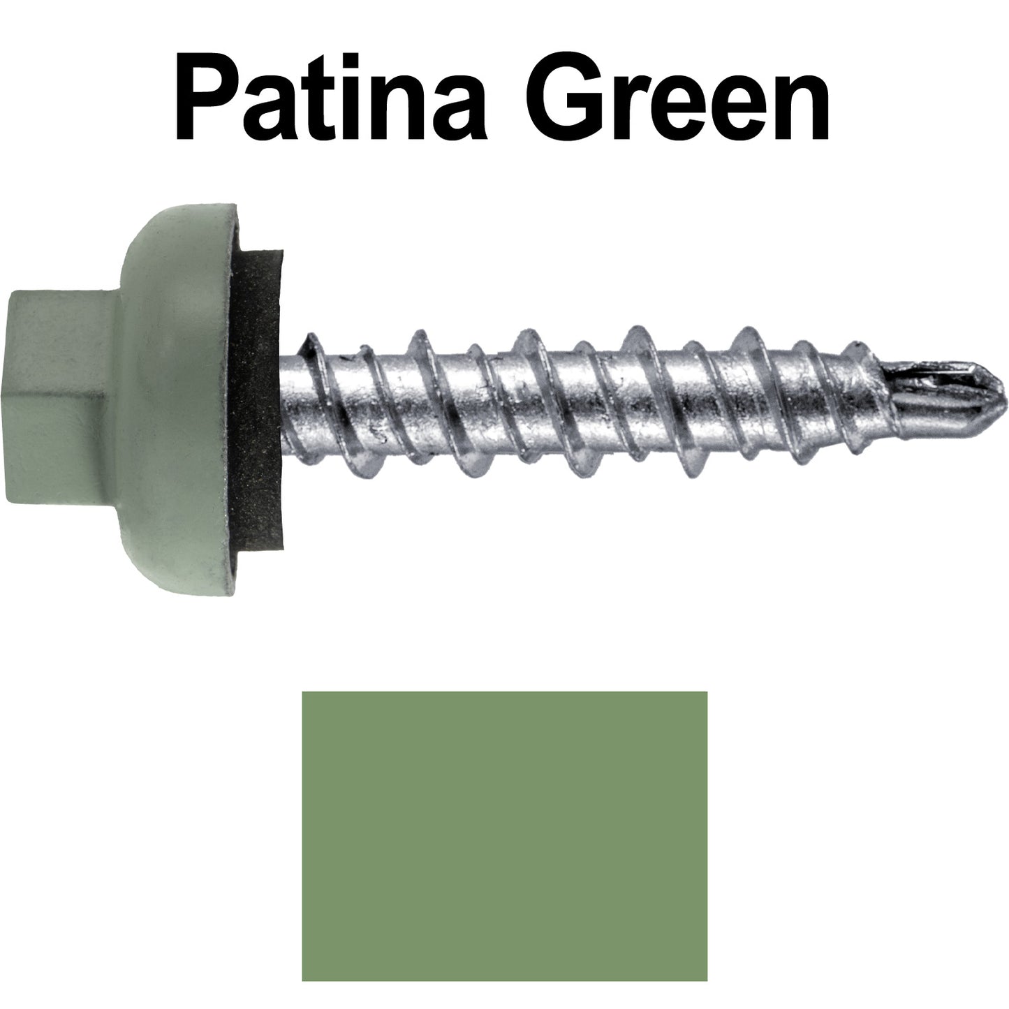 10 X 1" Zinc Aluminum Cap MINI-DRILLER Roofing Screws HI-LO THREAD Zinc Plated Carbon Steel Shank - EPDM Washer - Colored head