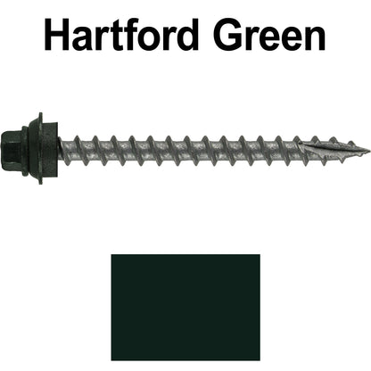12 X 2-1/2" Metal Roofing Screws For OSB and Plywood - Galvanized Metal to Wood Type 17 Tip - 1/4" Hex Head - Assembled EPDM Washer