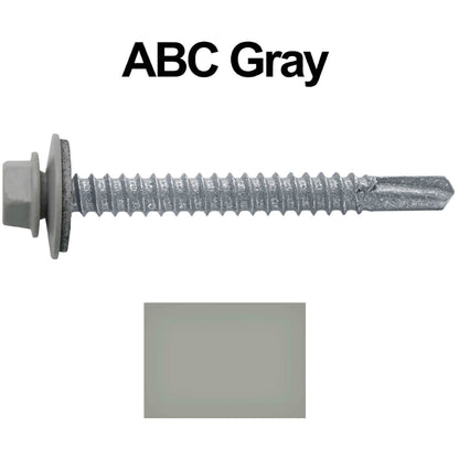 #12 x 2" Metal to Metal Type #3 Metal Roofing Screws - Hex Head Drill Point - 9/16" EPDM Washer.