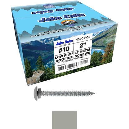 10 x 2" LOW PROFILE Star Head Roofing Screws - HI-LO Thread - Metal To Wood - T25 Torx Drive Head - EPDM washer.