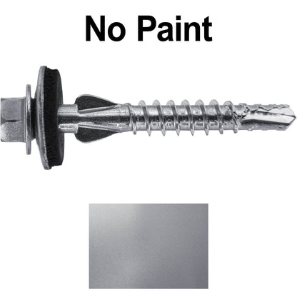 12 X 1-1/2" PFP STAINLESS STEEL Fastener - 1/4" Washer Hex Head - #3 Drill Point Tip -  For Polycarbonite, Fiberglass and PVC sheeting. Colored head.