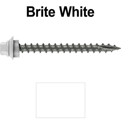 12 X 2-1/2" Metal Roofing Screws For OSB and Plywood - Galvanized Metal to Wood Type 17 Tip - 1/4" Hex Head - Assembled EPDM Washer