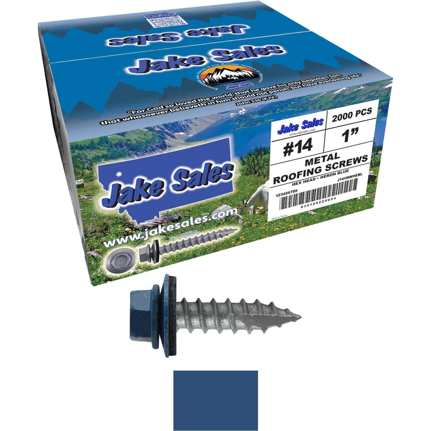#14 x 1"  Metal ROOFING SCREWS - Hex Washer Head - Self starting/self tapping - EPDM washer. Colored head.