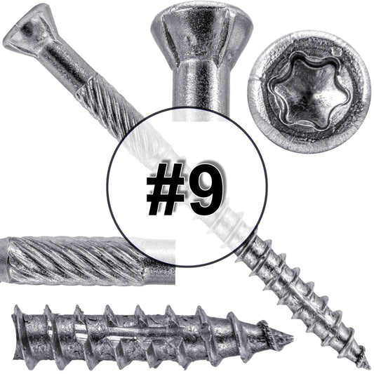 #9 Silver Star Stainless Steel TRIM HEAD Screw Torx/Star Head  - Stainless Steel TRIM HEAD Wood Screws