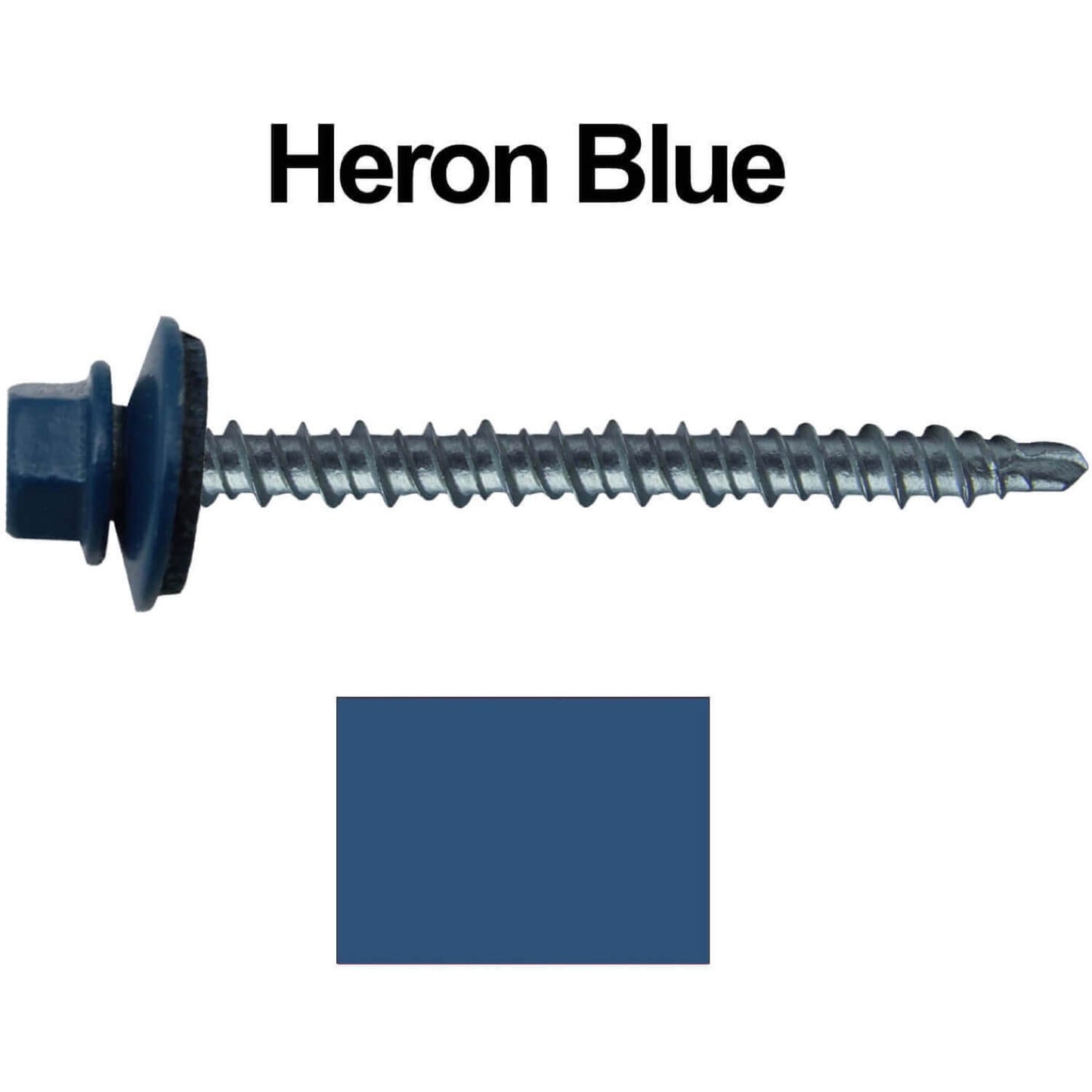 #10 x 2-1/2" Mini Driller Sheet Metal Roofing Screw - Hex Washer Head -  Self starting metal to wood siding screws. EPDM washer. Colored head.