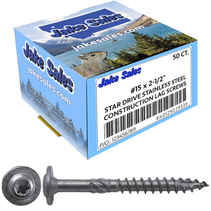 #15 Stainless Steel Construction Lag Screw  T-30 Torx/Star Drive Heavy Duty Lag Screw - Modified Truss Washer Head