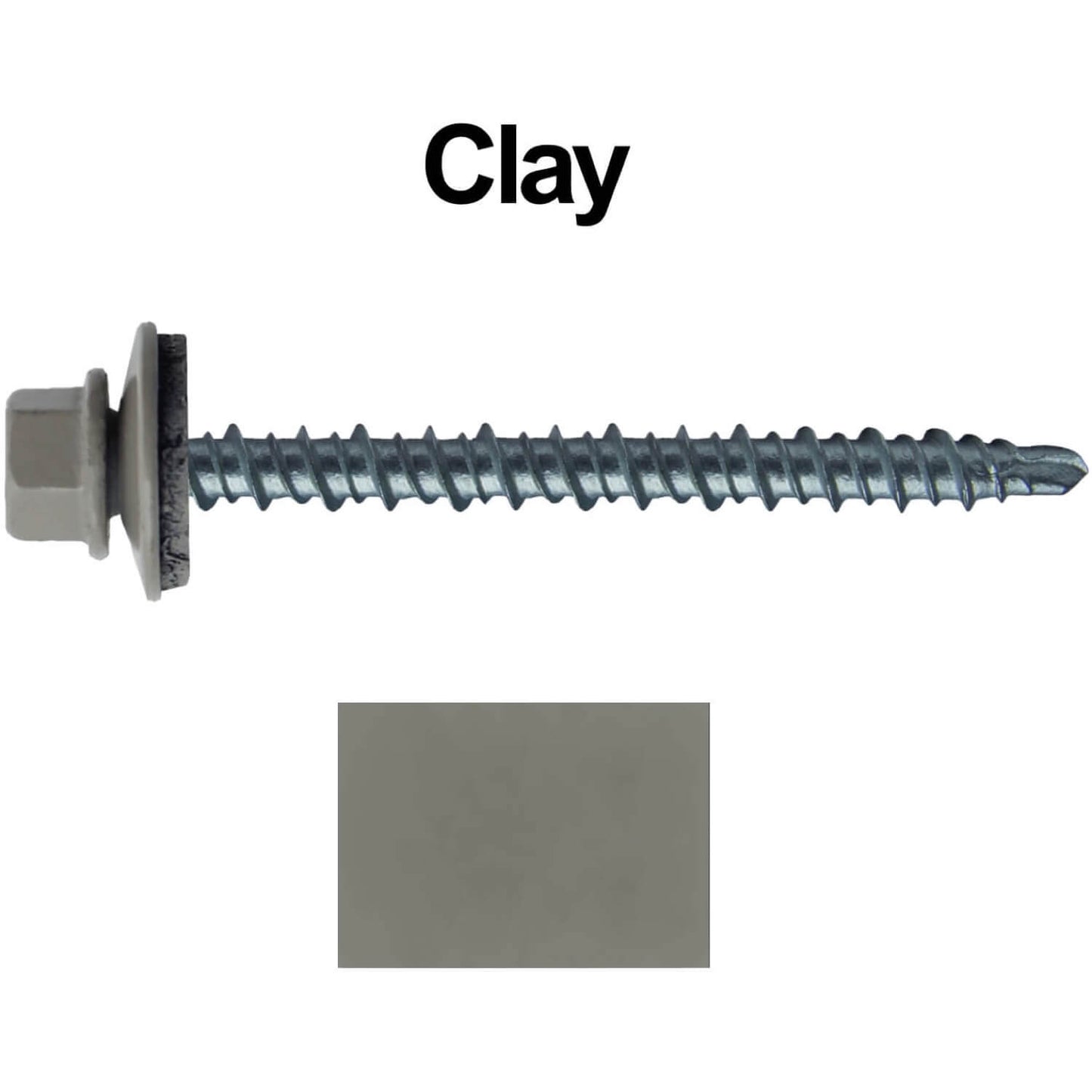 #10 x 2-1/2" Mini Driller Sheet Metal Roofing Screw - Hex Washer Head -  Self starting metal to wood siding screws. EPDM washer. Colored head.