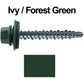 #10 x 1-1/2" Mini Driller Sheet Metal Roofing Screw - Hex Washer Head -  Self starting metal to wood siding screws. EPDM washer. Colored head.