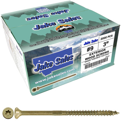 #9 x 1-1/2" - 3-1/8" Bronze Exterior Coated Wood Screw Torx/Star Drive Head - Multipurpose Exterior Coated Torx/Star Drive Wood Screws