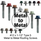 #12 x 1-1/2" Metal to Metal Type #5  Hex Head Drill Point Metal to Metal Roofing Screws. 9/16" EPDM Washer (250 Screws)