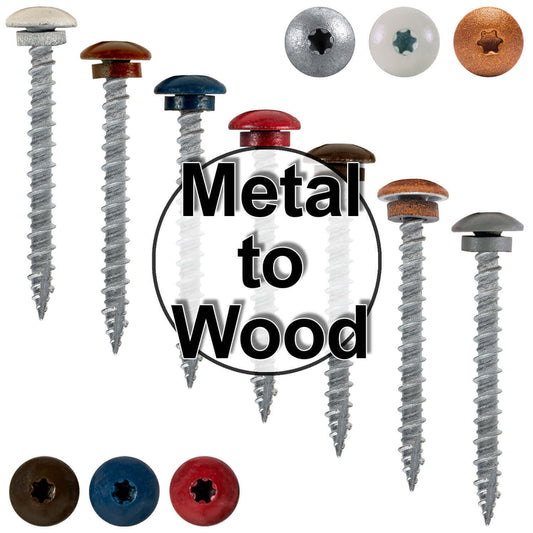 10 x 2" LOW PROFILE Star Head Roofing Screws - HI-LO Thread - Metal To Wood - T25 Torx Drive Head - EPDM washer.