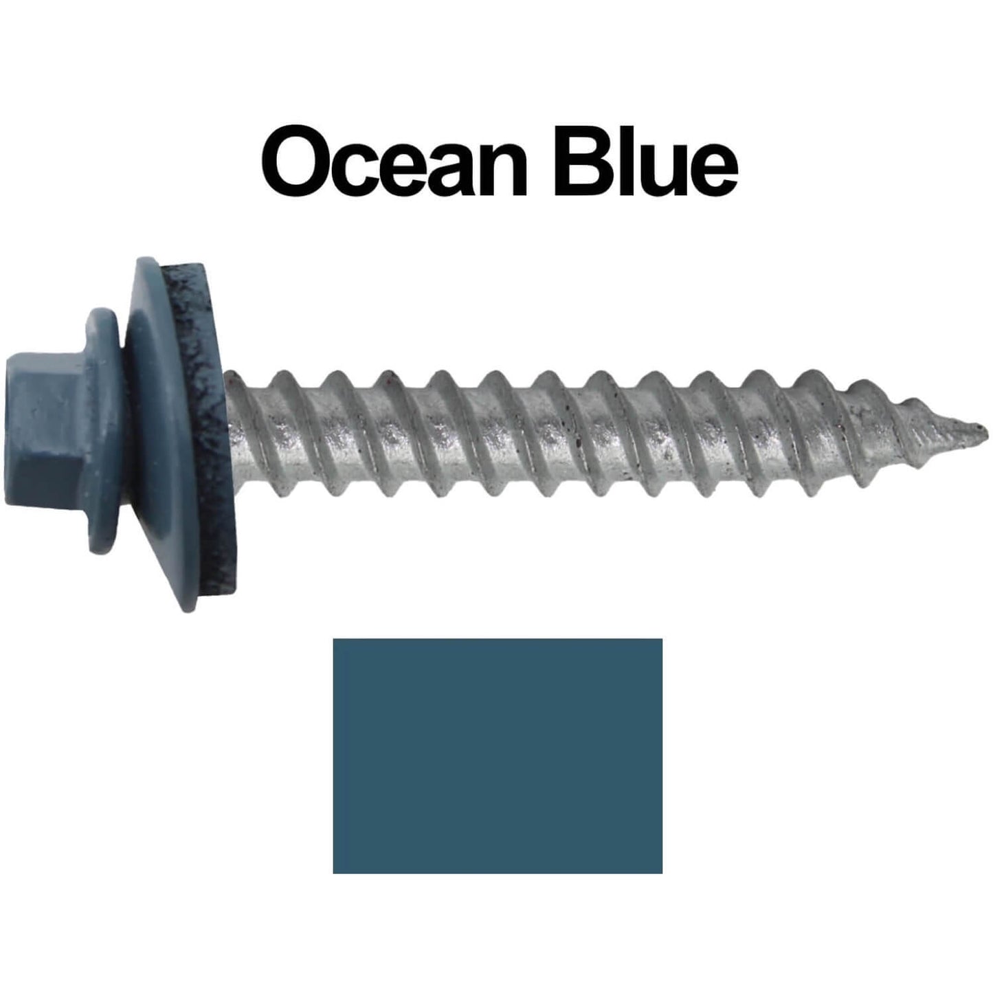 12 x 1-1/2"  Metal ROOFING SCREWS - Hex Washer Head - Self starting/self tapping - EPDM washer. Colored head.