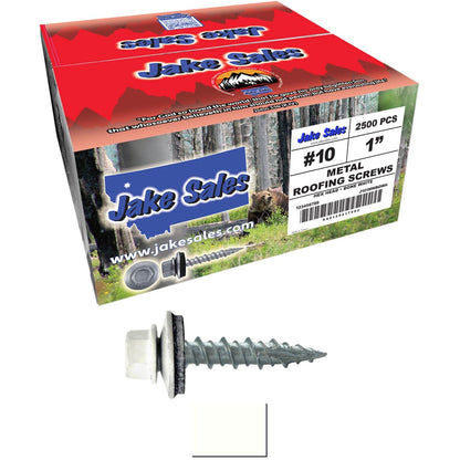 #10 x 1" Metal ROOFING SCREWS - Hex Washer Head - Self starting/self tapping - EPDM washer. Colored head.