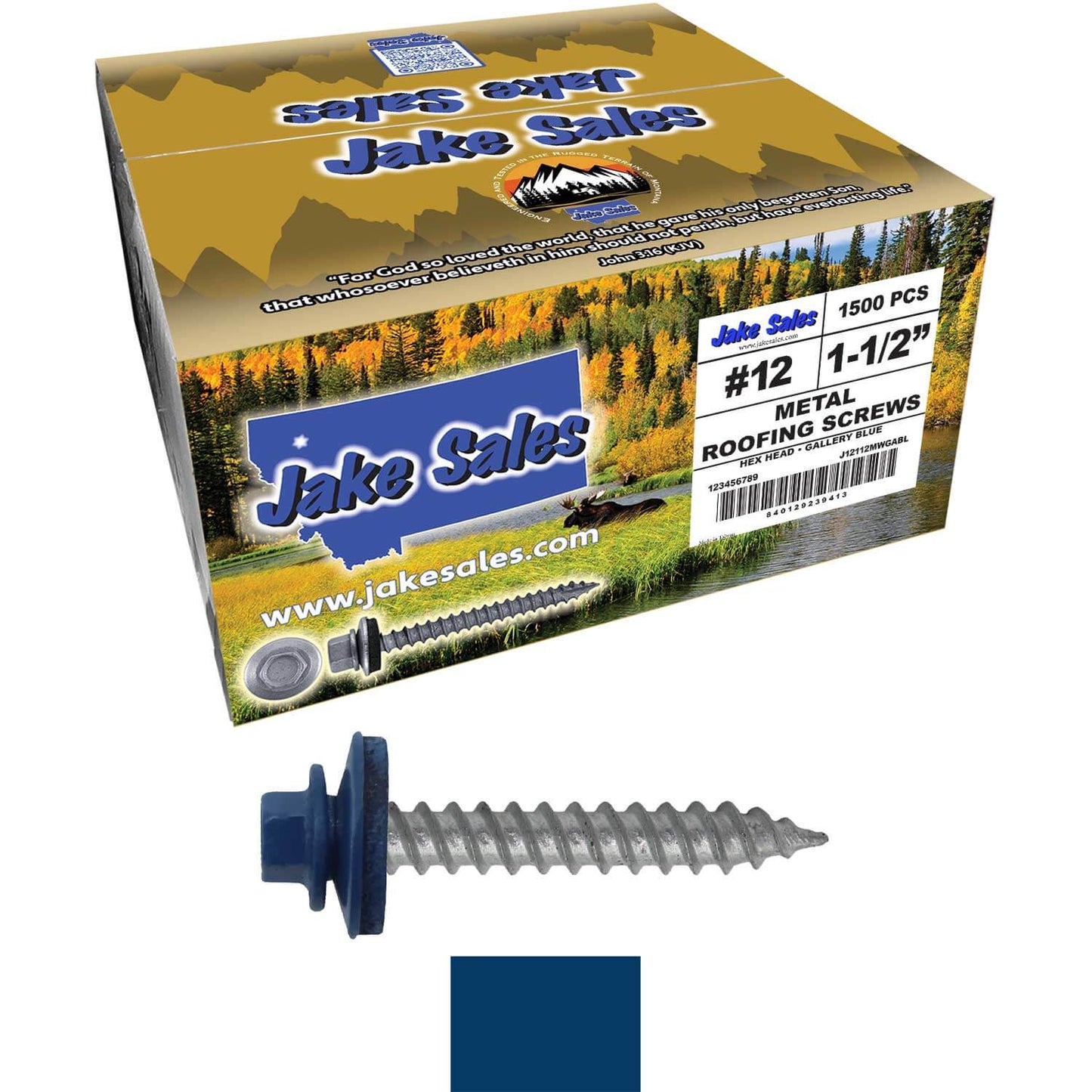 #12 x 1-1/2"  RE-GRIP METAL ROOFING SCREWS - Hex Washer Head - Self starting/self tapping - EPDM washer. Colored head.