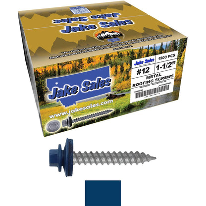 #12 x 1-1/2"  RE-GRIP METAL ROOFING SCREWS - Hex Washer Head - Self starting/self tapping - EPDM washer. Colored head.