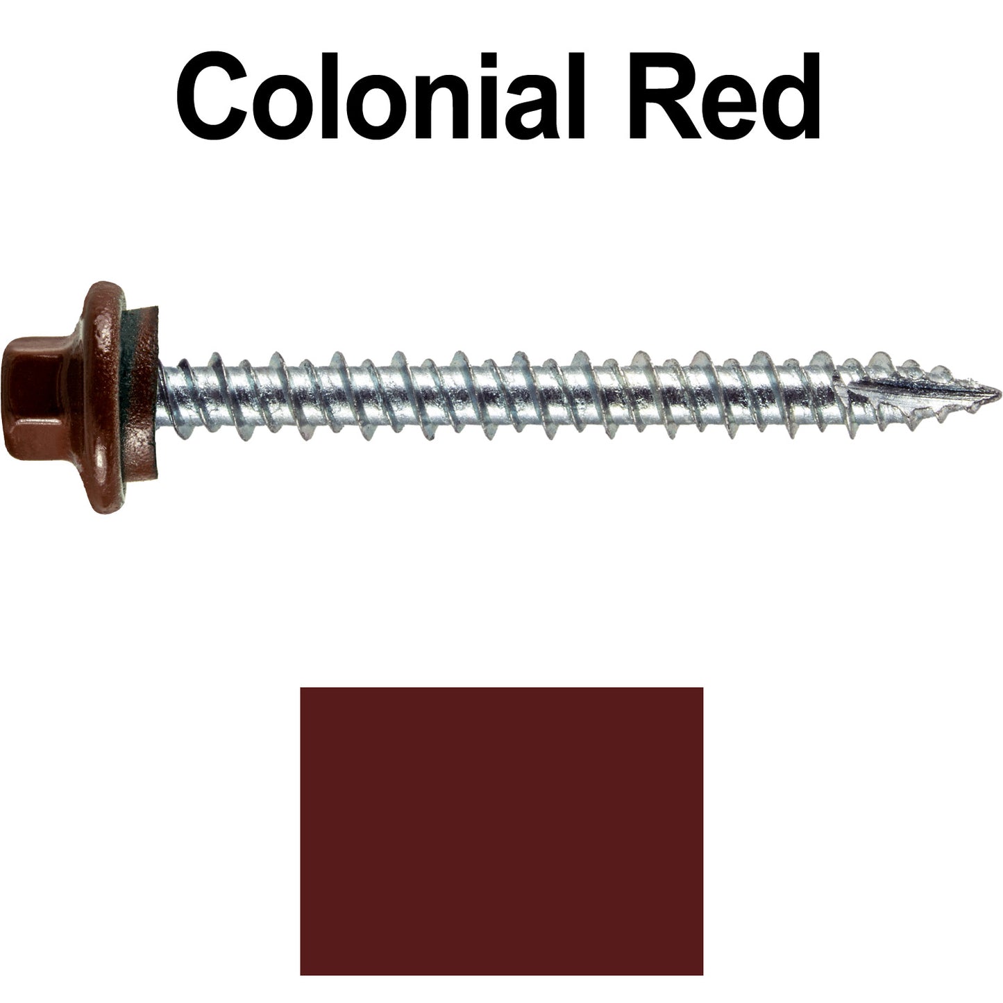 10 x 2” - STAINLESS HEX / ZINC Sheet Metal Roof Screw. Self starting metal to wood siding screws. EPDM washer. Colored head.