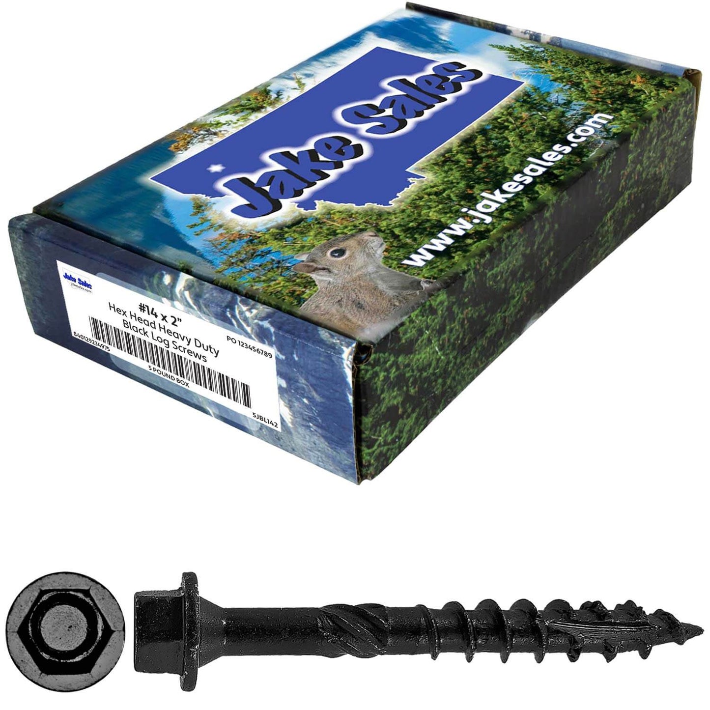 #14 Heavy-Duty Black Timber, Log & Structural Wood Screws - Exterior Coated - Use for Fastening Ledger Boards, Large Timbers, Logs and more.
