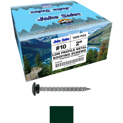 10 x 2" LOW PROFILE Star Head Roofing Screws - HI-LO Thread - Metal To Wood - T25 Torx Drive Head - EPDM washer.