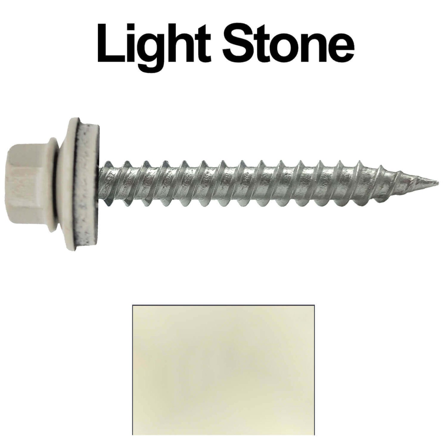 #9 x 1-1/2" Stainless Steel Metal Roofing Screws - Hex Washer Head - Self-Piercing (SP) tip metal to wood siding screws. EPDM washer. Colored head.