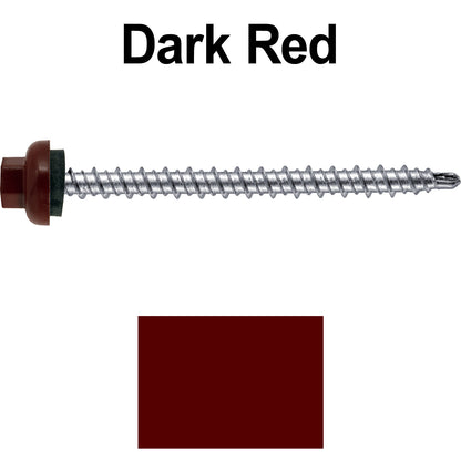 10 X 2-1/2" Zinc Aluminum Cap MINI-DRILLER Roofing Screws HI-LO THREAD Zinc Plated Carbon Steel Shank - EPDM Washer - Colored head