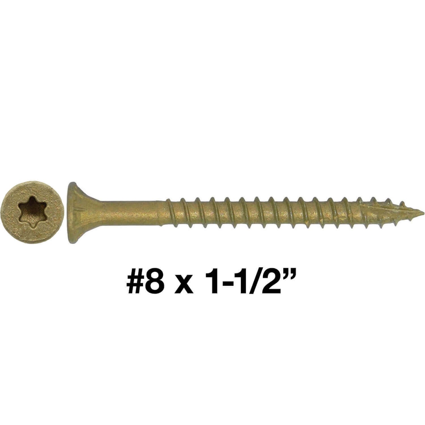 #8 x 3/4" - 2" Bronze Exterior Coated Wood Screw Torx/Star Drive Head - Multipurpose Exterior Coated Torx/Star Drive Wood Screws