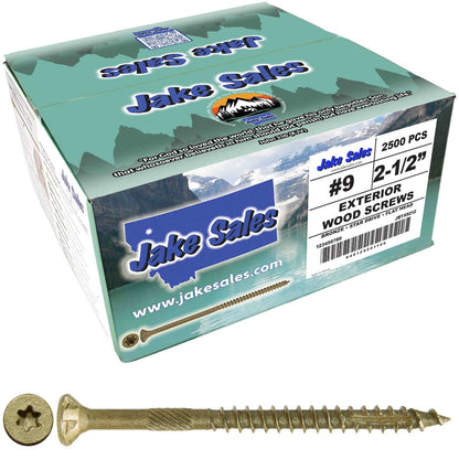 #9 x 1-1/2" - 3-1/8" Bronze Exterior Coated Wood Screw Torx/Star Drive Head - Multipurpose Exterior Coated Torx/Star Drive Wood Screws