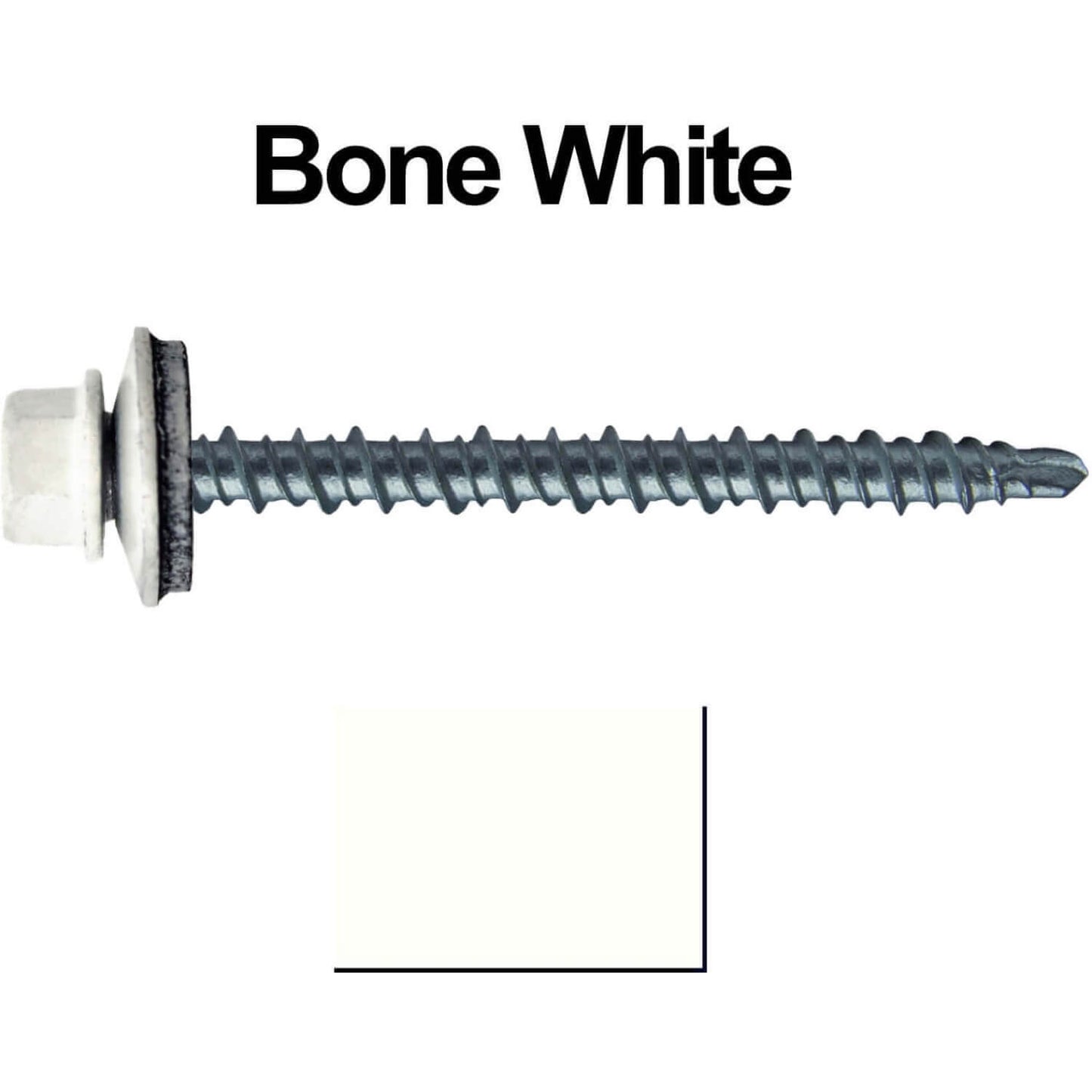 #10 x 2-1/2" Mini Driller Sheet Metal Roofing Screw - Hex Washer Head -  Self starting metal to wood siding screws. EPDM washer. Colored head.