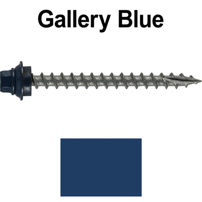 12 X 2-1/2" Metal Roofing Screws For OSB and Plywood - Galvanized Metal to Wood Type 17 Tip - 1/4" Hex Head - Assembled EPDM Washer