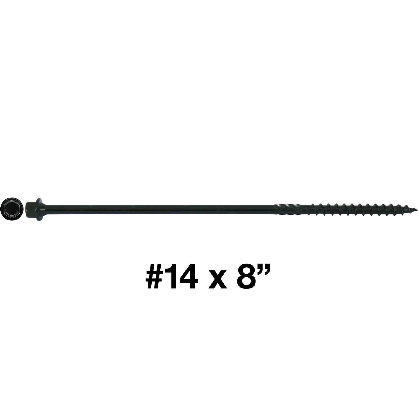#14 Heavy-Duty Black Timber, Log & Structural Wood Screws - Exterior Coated - Use for Fastening Ledger Boards, Large Timbers, Logs and more.
