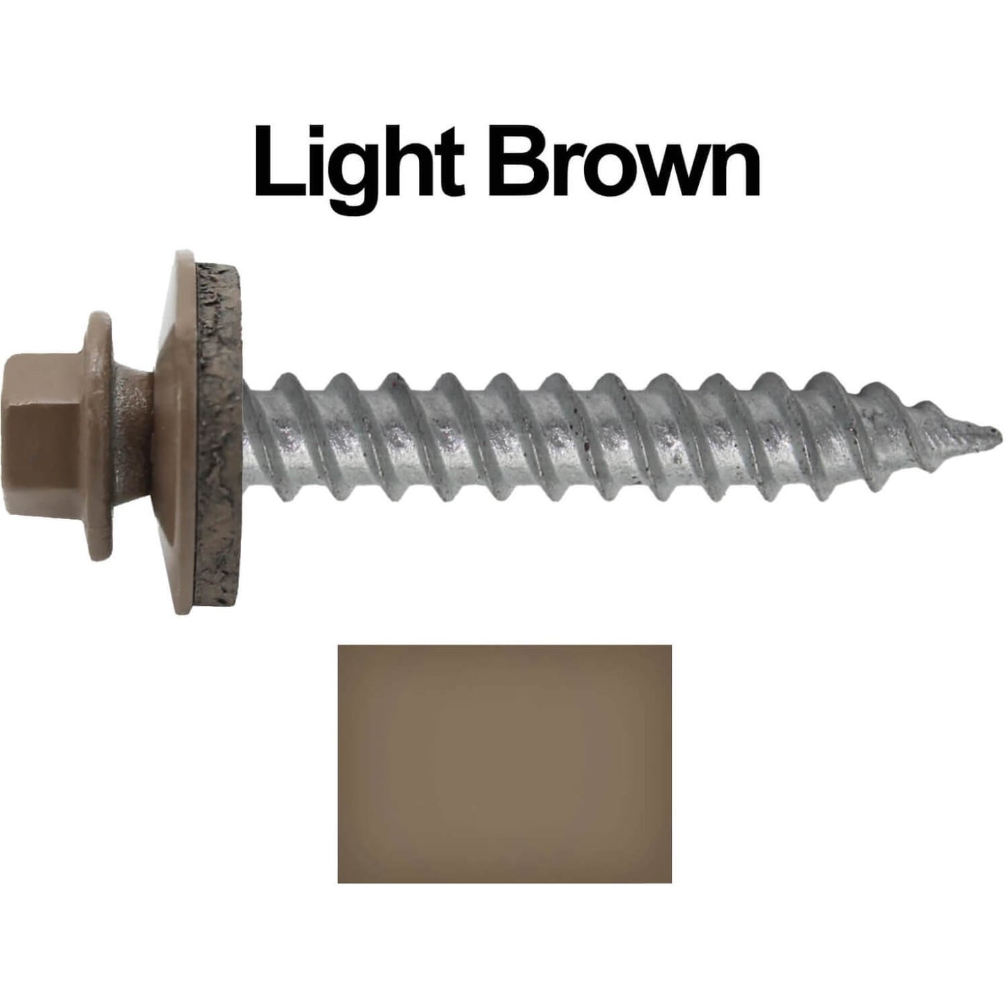 12 x 1-1/2"  Metal ROOFING SCREWS - Hex Washer Head - Self starting/self tapping - EPDM washer. Colored head.
