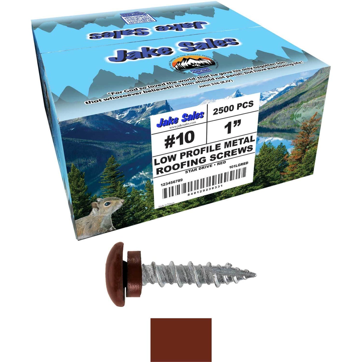 10 X 1" - LOW PROFILE Star Head Roofing Screws - HI-LO Thread - Metal To Wood - T25 Torx Drive Head - EPDM washer.